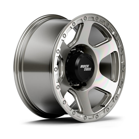 Rocktrix Offroad Wheels - RT112 8Lug 18x9 Machined Silver rim - Heavy Duty Rim, for Chevrolet, GMC, Ram, Ford