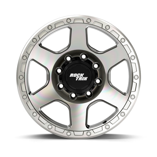 Rocktrix Offroad Wheels - RT112 8Lug 18x9 Machined Silver rim - Heavy Duty Rim, for Chevrolet, GMC, Ram, Ford