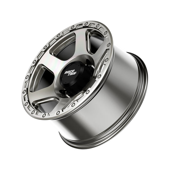 Rocktrix Offroad Wheels - RT112 8Lug 18x9 Machined Silver rim - Heavy Duty Rim, for Chevrolet, GMC, Ram, Ford
