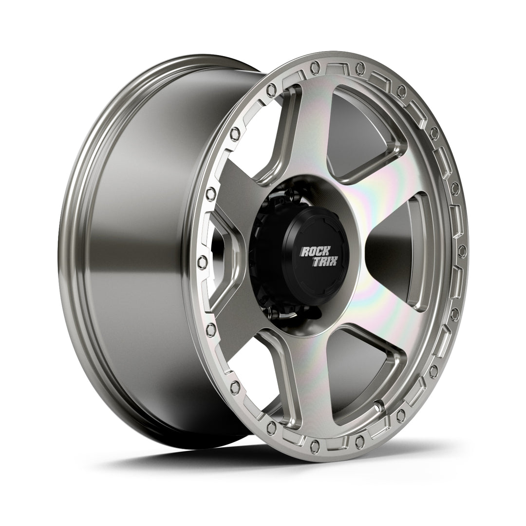 Rocktrix Offroad Wheels RT112 8Lug 20x9 ET -12 Machined Silver Heavy Duty Rim, for Chevrolet, GMC, Ram, Ford