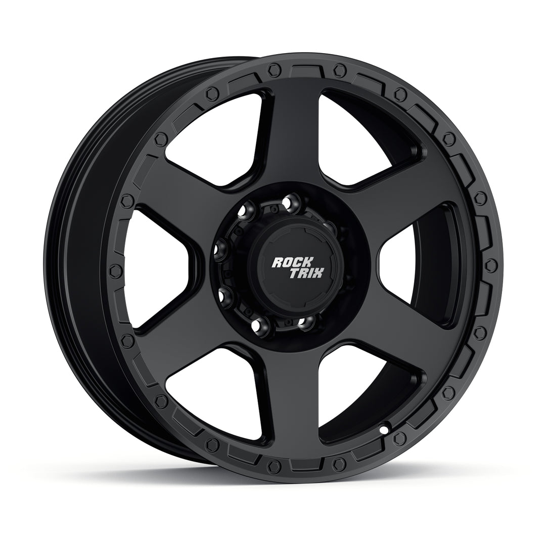 Rocktrix Offroad Wheels - RT112 8Lug 20x9 ET -12 Matte Black rim - Heavy Duty Rim, for Chevrolet, GMC, Ram, Ford