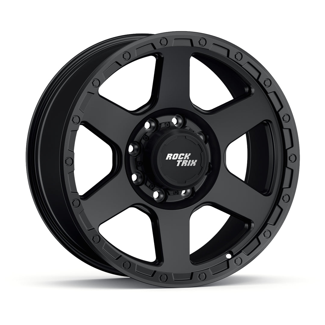 Rocktrix Offroad Wheels RT112 8Lug 20x9 ET +12 Matte Black Heavy Duty Rim, for Chevrolet, GMC, Ram, Ford