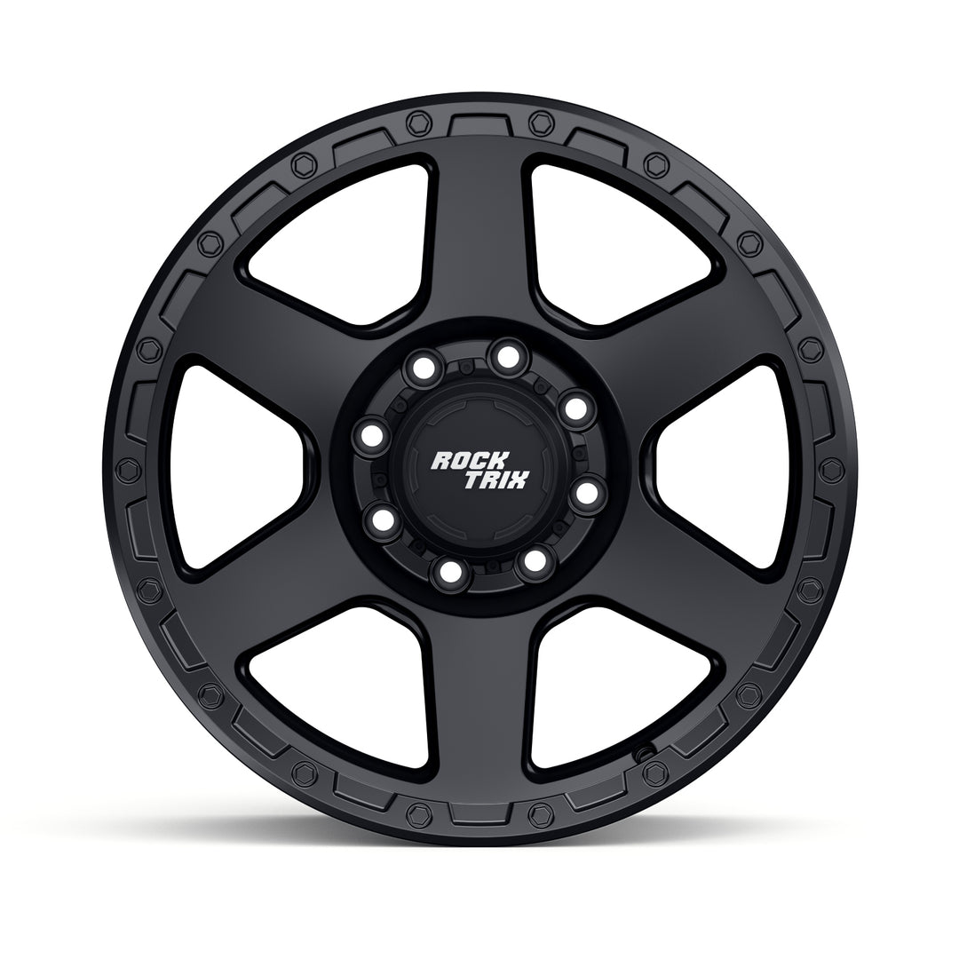Rocktrix Offroad Wheels RT112 8Lug 20x9 ET +12 Matte Black Heavy Duty Rim, for Chevrolet, GMC, Ram, Ford