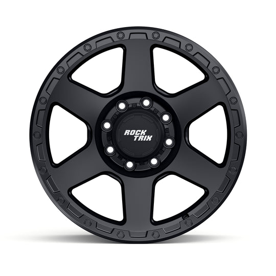 Rocktrix Offroad Wheels RT112 8Lug 20x9 ET +12 Matte Black Heavy Duty Rim, for Chevrolet, GMC, Ram, Ford