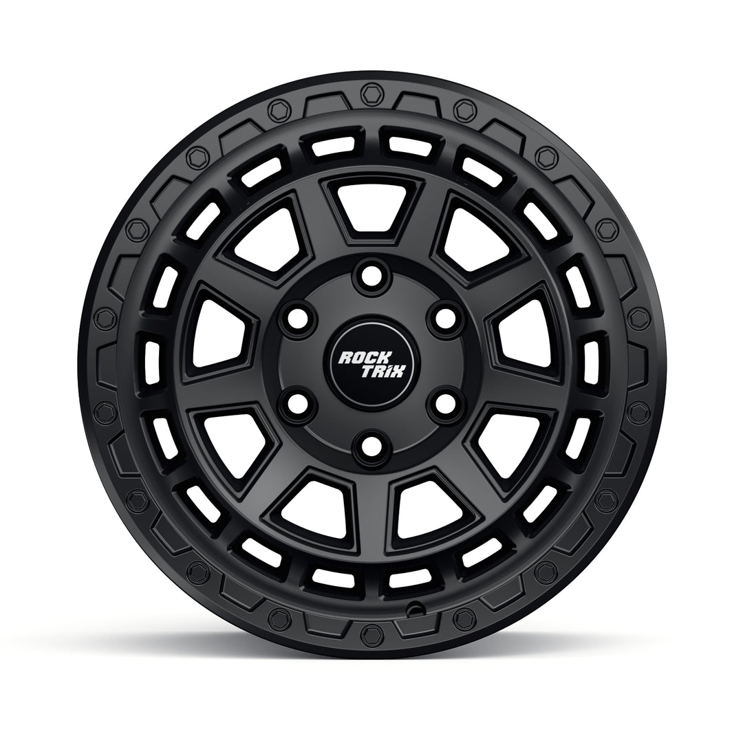 Rocktrix Offroad Wheels - RT114 - Matte Black  6x135, 87.1, 17x8.5,  ET 0 (4.75") Rims for Ford F150, Bronco Raptor. 6x139.7, 106.1, 17x8.5, ET25 (5.73") for Toyota, Lexus