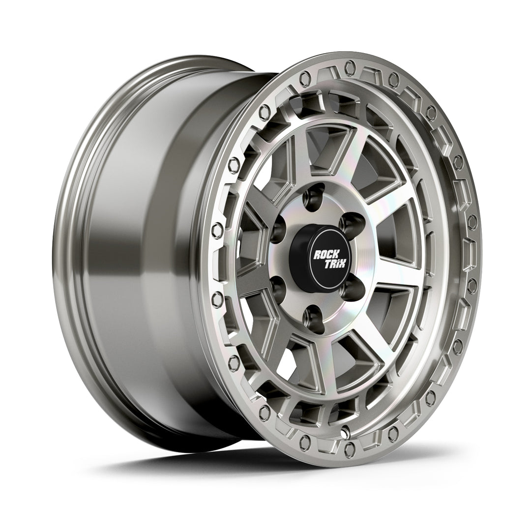 Rocktrix Offroad Wheels - RT114 - Machined Silver 6x135, 87.1, 17x8.5,  ET 0 (4.75") Rims for Ford F150, Bronco Raptor. 6x139.7, 106.1, 17x8.5, ET25 (5.73") for Toyota, Lexus