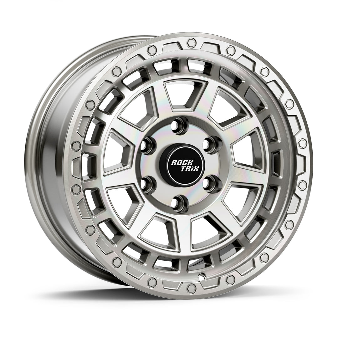 Rocktrix Offroad Wheels - RT114 - Machined Silver 6x135, 87.1, 17x8.5,  ET 0 (4.75") Rims for Ford F150, Bronco Raptor. 6x139.7, 106.1, 17x8.5, ET25 (5.73") for Toyota, Lexus