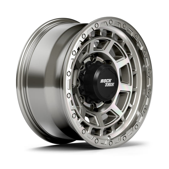 Rocktrix Offroad Wheels RT114 8Lug 17x8.5 Machined Silver rim Heavy Duty Rim, for Chevrolet, GMC, Ram, Ford