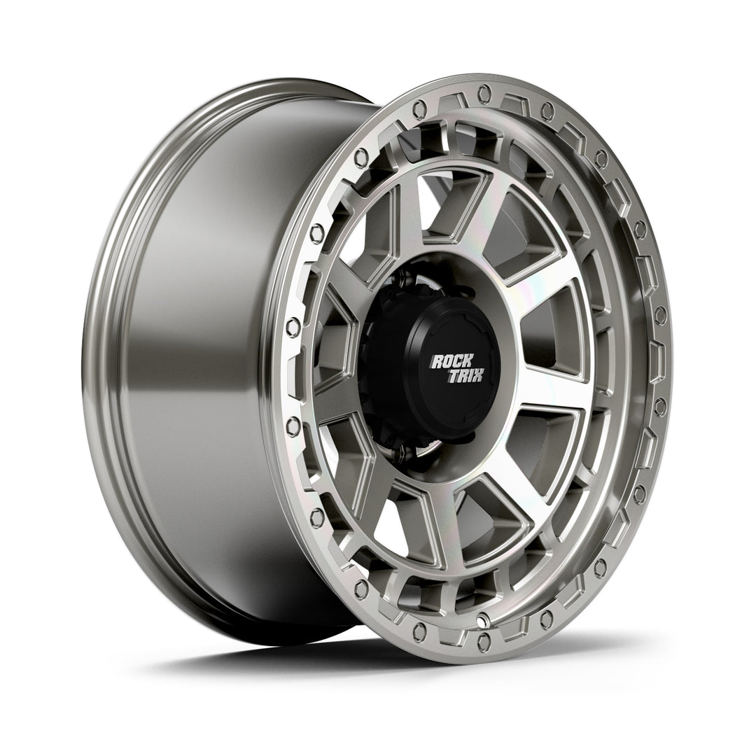 Rocktrix Offroad Wheels - RT114 8Lug 18x9, 20x9, ET-12, Machined Silver rim - Heavy Duty Rim, for Chevrolet, GMC, Ram, Ford