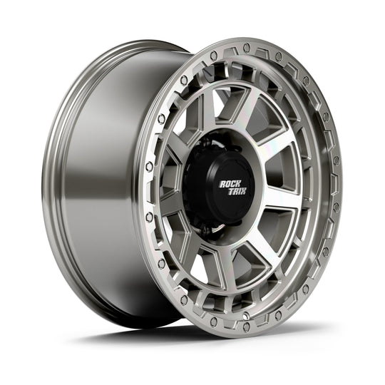 Rocktrix Offroad Wheels - RT114 8Lug 18x9, 20x9, ET-12, Machined Silver rim - Heavy Duty Rim, for Chevrolet, GMC, Ram, Ford