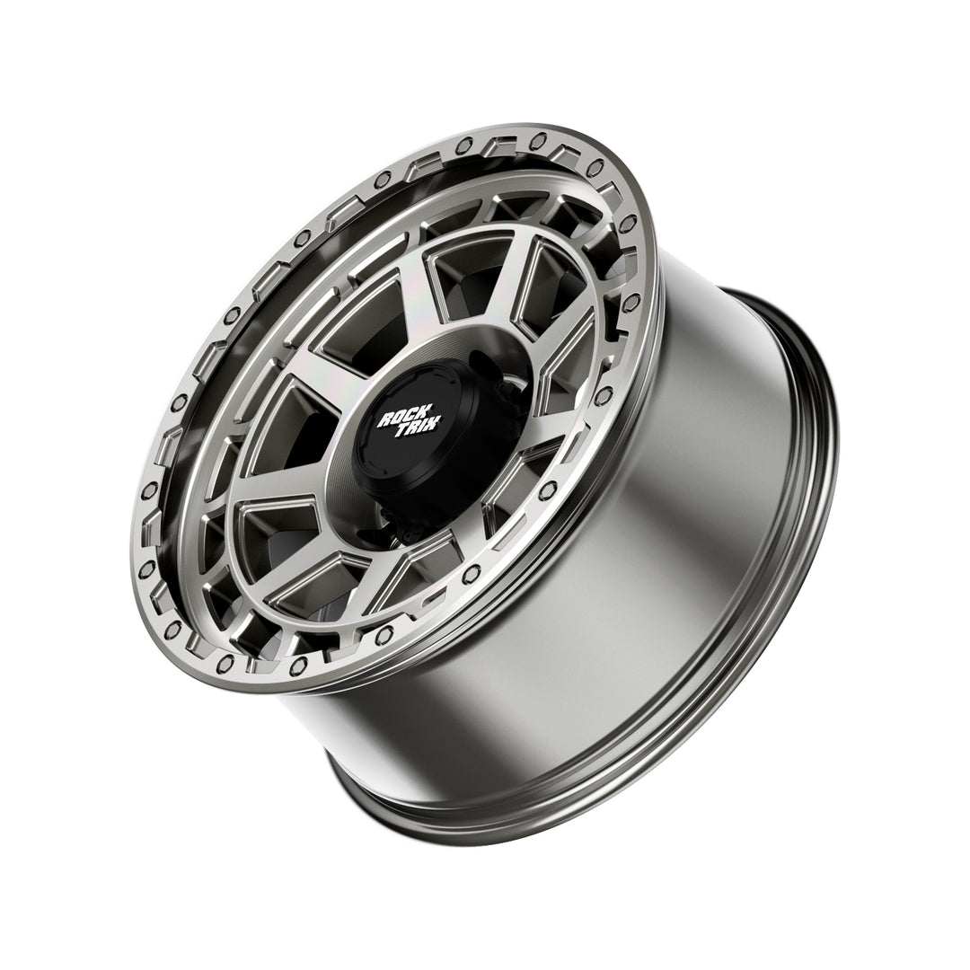 Rocktrix Offroad Wheels - RT114 8Lug 18x9, 20x9, ET-12, Machined Silver rim - Heavy Duty Rim, for Chevrolet, GMC, Ram, Ford