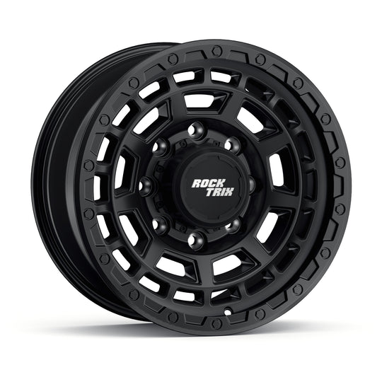 Rocktrix Offroad Wheels RT114 8Lug 17x8.5 Matte Black rim Heavy Duty Rim, for Chevrolet, GMC, Ram, Ford