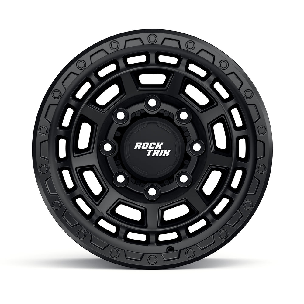 Rocktrix Offroad Wheels RT114 8Lug 17x8.5 Matte Black rim Heavy Duty Rim, for Chevrolet, GMC, Ram, Ford