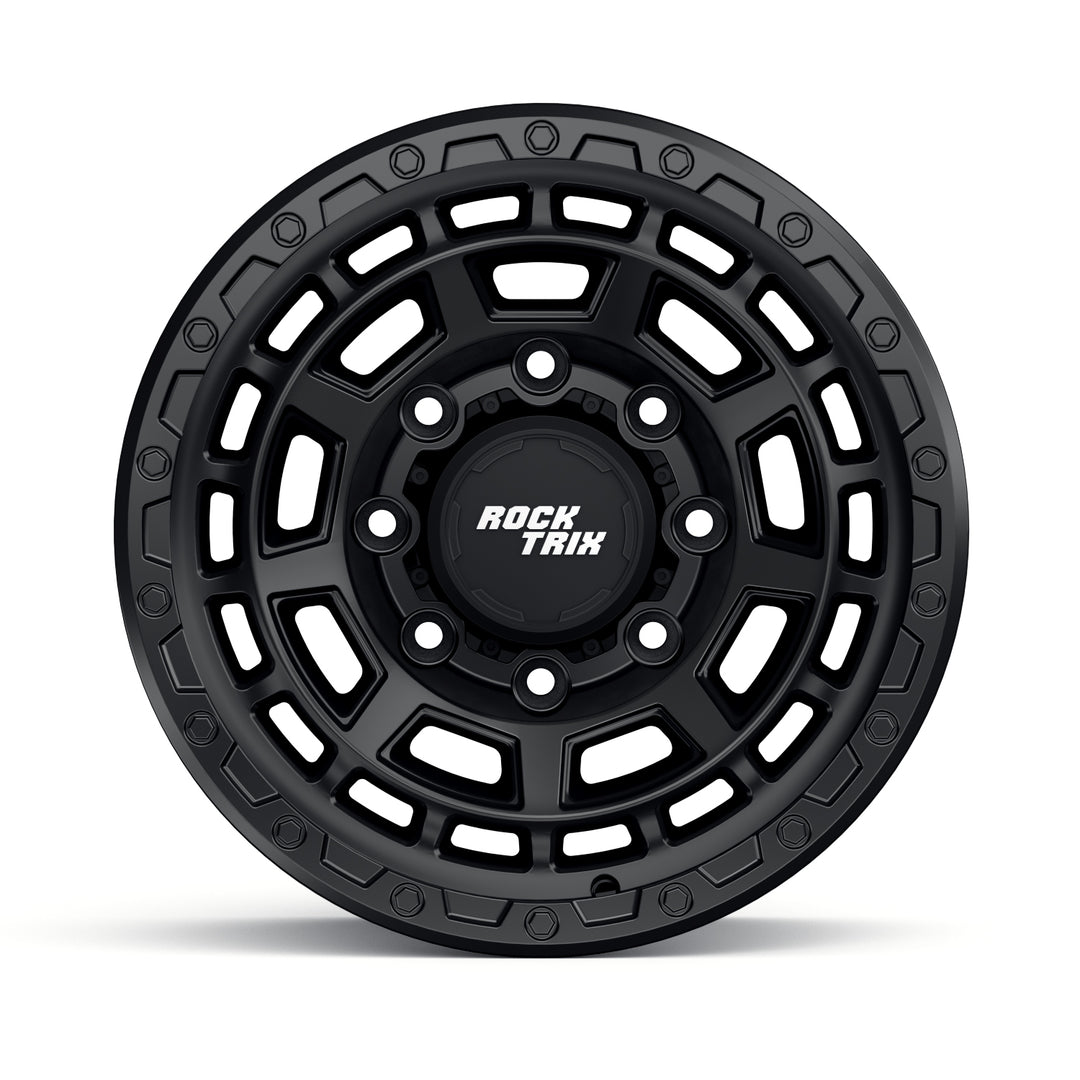 Rocktrix Offroad Wheels RT114 8Lug 17x8.5 Matte Black rim Heavy Duty Rim, for Chevrolet, GMC, Ram, Ford