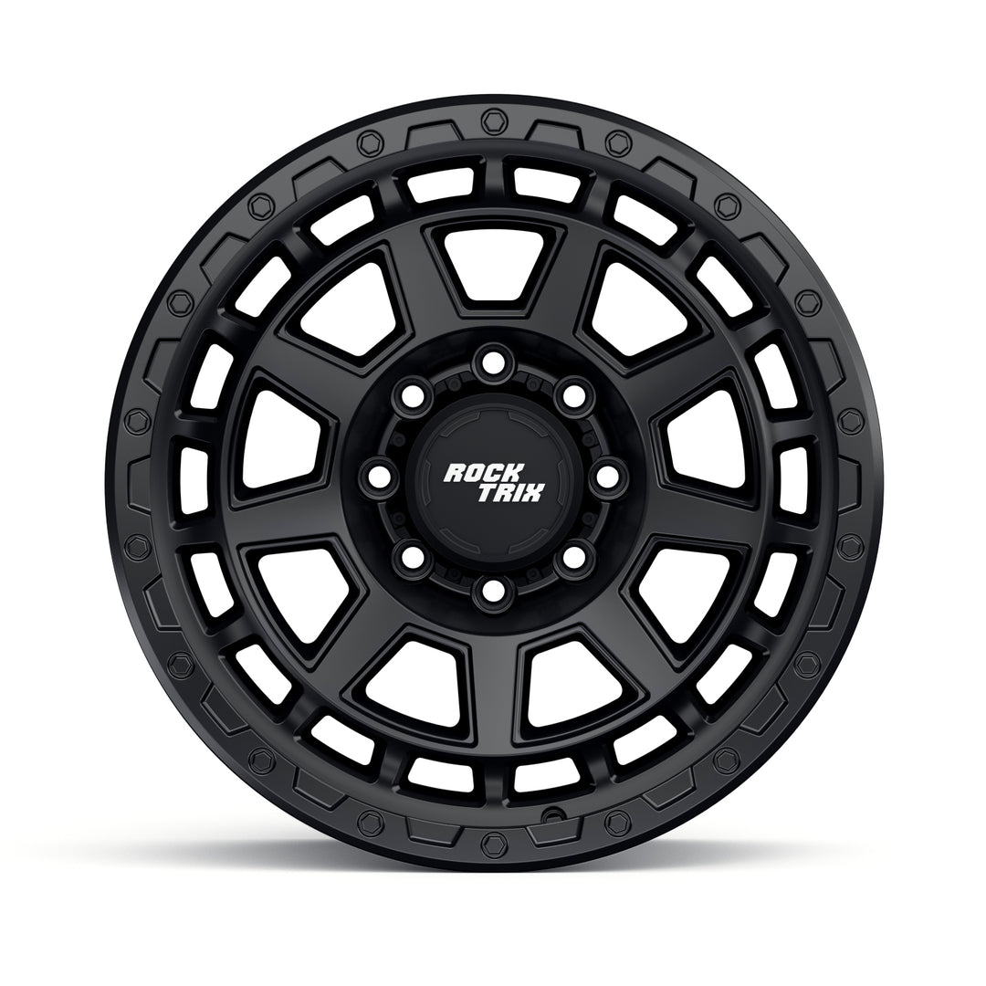 Rocktrix Offroad Wheels - RT114 8Lug 18x9, 20x9, ET-12, Matte Black rim - Heavy Duty Rim, for Chevrolet, GMC, Ram, Ford
