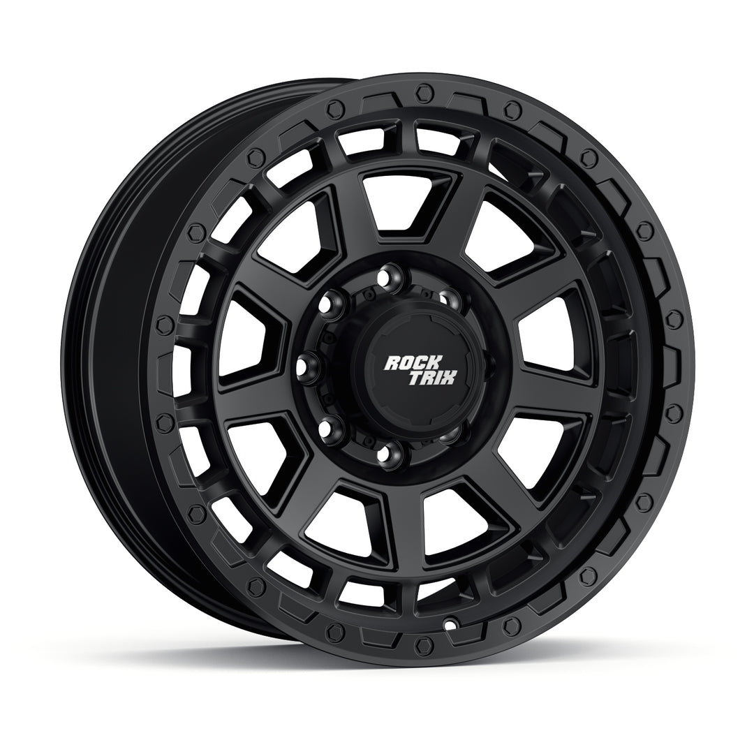 Rocktrix Offroad Wheels - RT114 8Lug 20x9, ET+12, Matte Black rim - Heavy Duty Rim, for Chevrolet, GMC, Ram, Ford