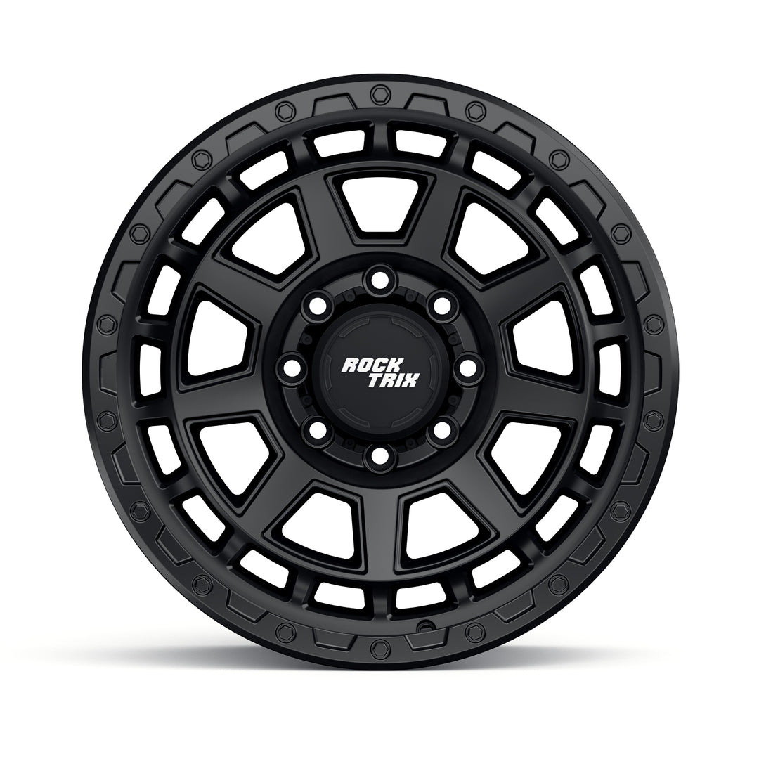 Rocktrix Offroad Wheels - RT114 8Lug 20x9, ET+12, Matte Black rim - Heavy Duty Rim, for Chevrolet, GMC, Ram, Ford