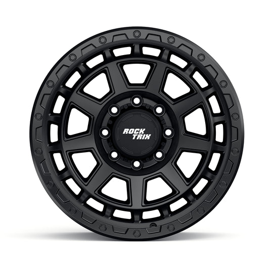 Rocktrix Offroad Wheels - RT114 8Lug 20x9, ET+12, Matte Black rim - Heavy Duty Rim, for Chevrolet, GMC, Ram, Ford