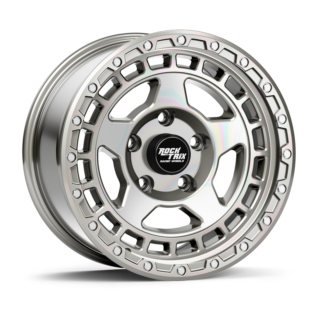 RockTrix Offroad Wheel - RT115 Modern Five Spokes Wheel -  Machined Silver 5 Lug Holes Rim