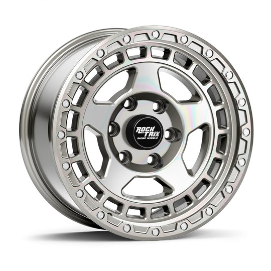 RockTrix Offroad Wheel - RT115 Modern Five Spokes Wheel -  Machined Silver 6 Lug Holes Rim