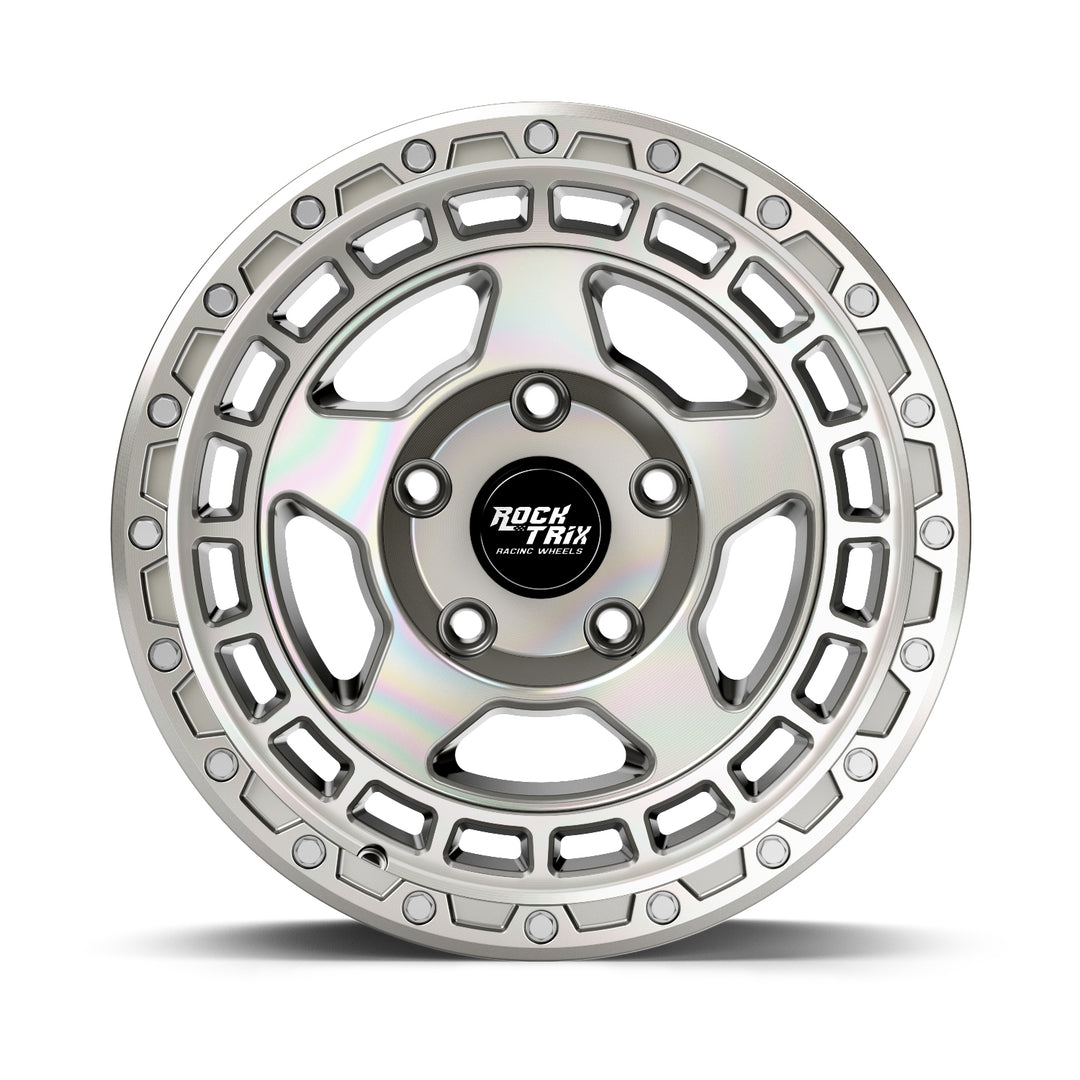 RockTrix Offroad Wheel - RT115 Modern Five Spokes Wheel -  Machined Silver 5 Lug Holes Rim