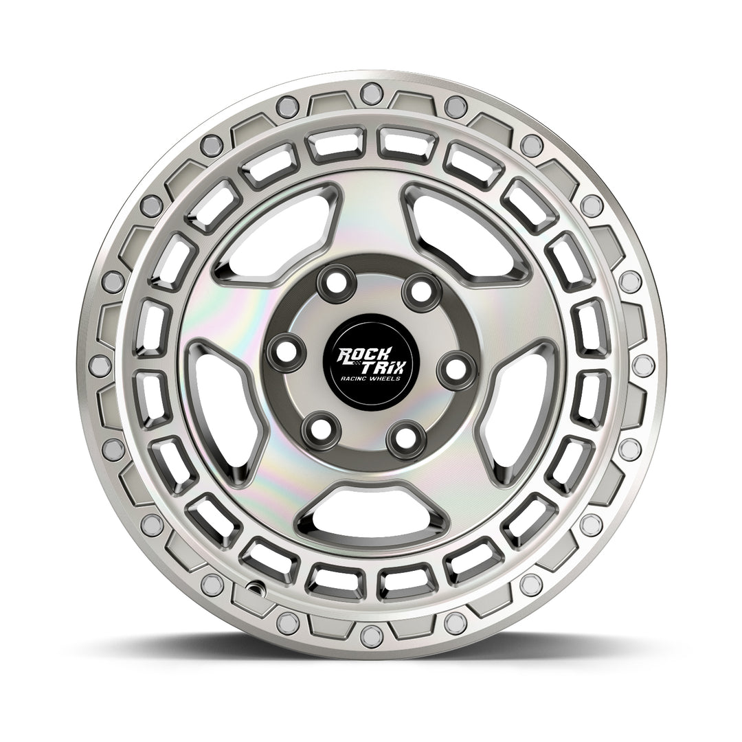 RockTrix Offroad Wheel - RT115 Modern Five Spokes Wheel -  Machined Silver 6 Lug Holes Rim