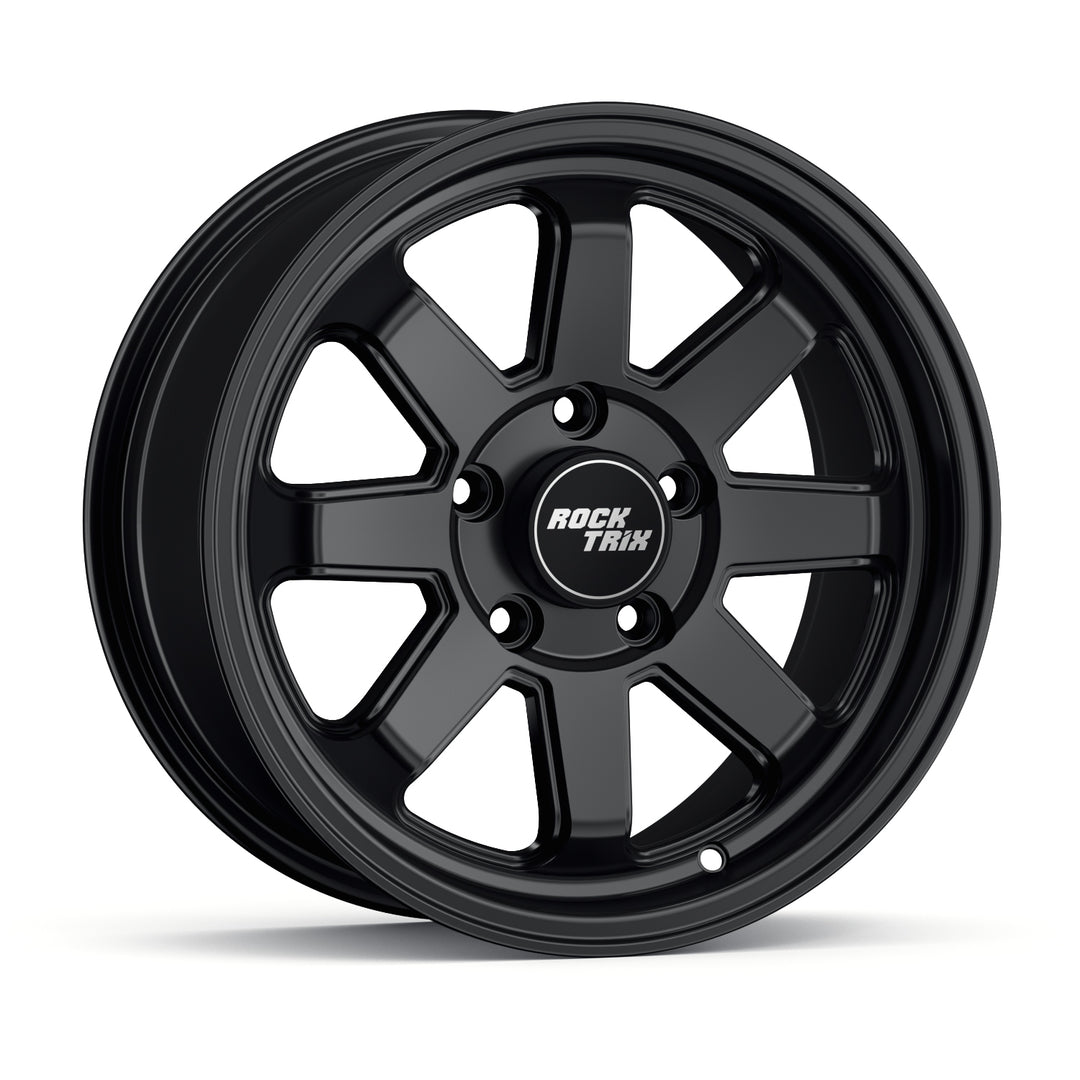 Rocktrix Offroad Wheel - RT116 ATV - 8 Straight Spokes 5x114.3 | 68, 15x7 ET30 ATV UTV rim for Polaris - Matte Black. 
