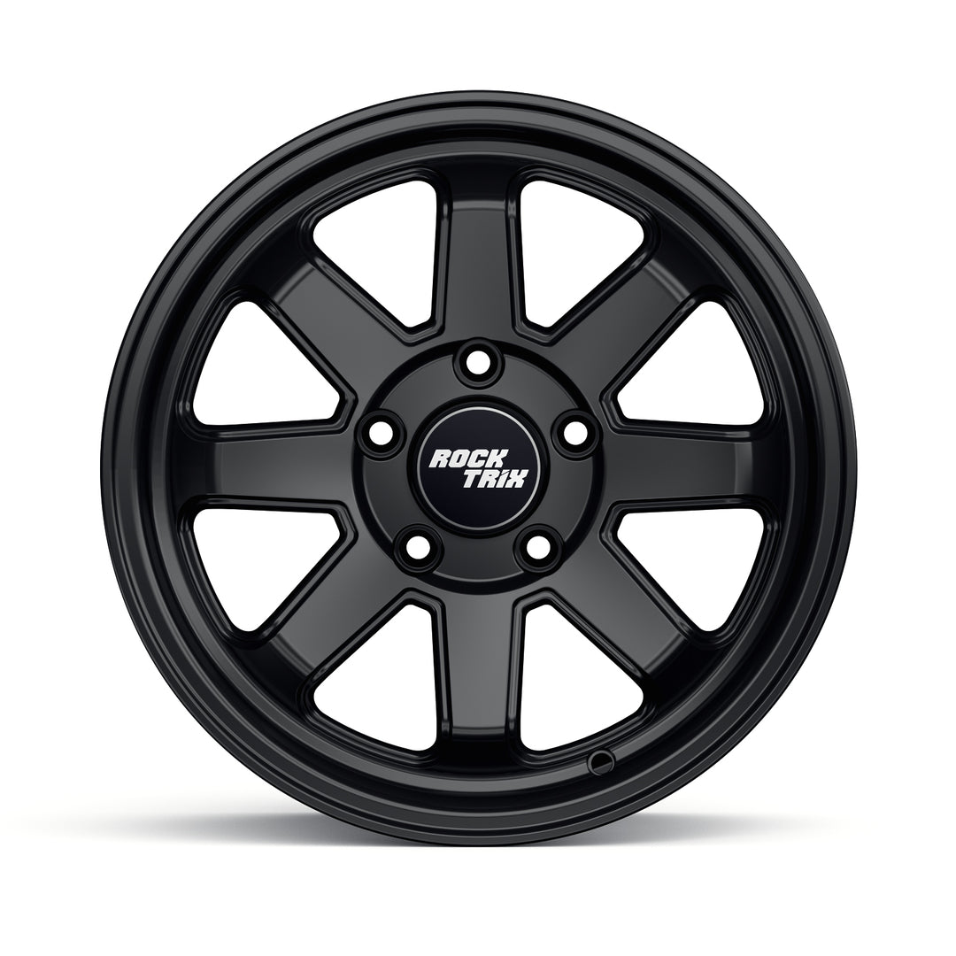 Rocktrix Offroad Wheel - RT116 ATV - 8 Straight Spokes 5x114.3 | 68, 15x7 ET30 ATV UTV rim for Polaris - Matte Black.