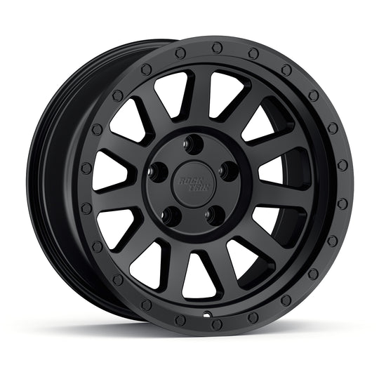 Rocktrix RT120 11 straight spoke 17x9 wheel, Matte Black, 5 lug 5x127, fits Jeep