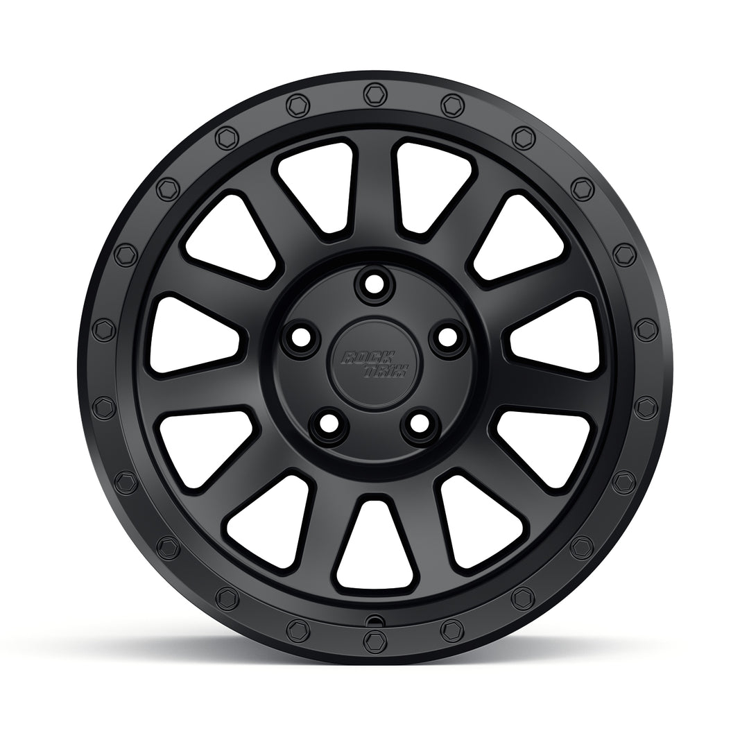 Rocktrix RT120 11 straight spoke 17x9 wheel, Matte Black, 5 lug 5x127, fits Jeep