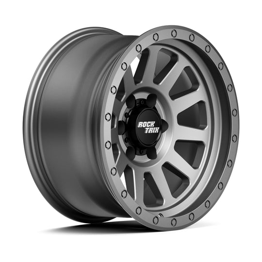 Rocktrix RT120 11 straight spoke 17x9 wheel, Matte Gunmetal, 6 lug 6x135 / 6x139.7, fits Ford, Toyota, Lexus, Chevrolet, GMC