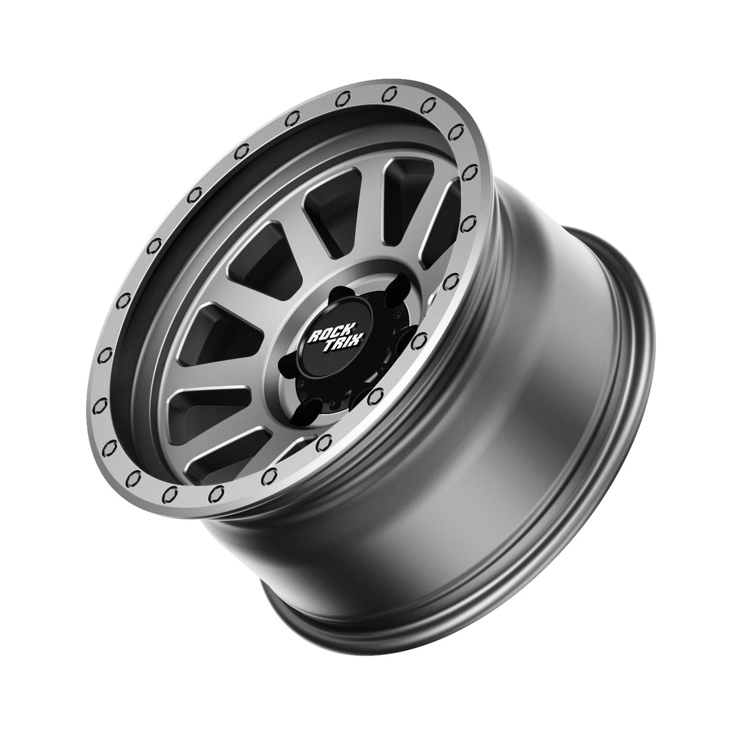 Rocktrix RT120 11 straight spoke 17x9 wheel, Matte Gunmetal, 6 lug 6x135 / 6x139.7, fits Ford, Toyota, Lexus, Chevrolet, GMC