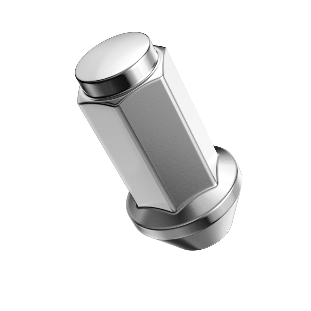 RockTrix offroad wheel lug nuts, cone seat, HD, heavy duty, XL extended length, closed bulge, silver