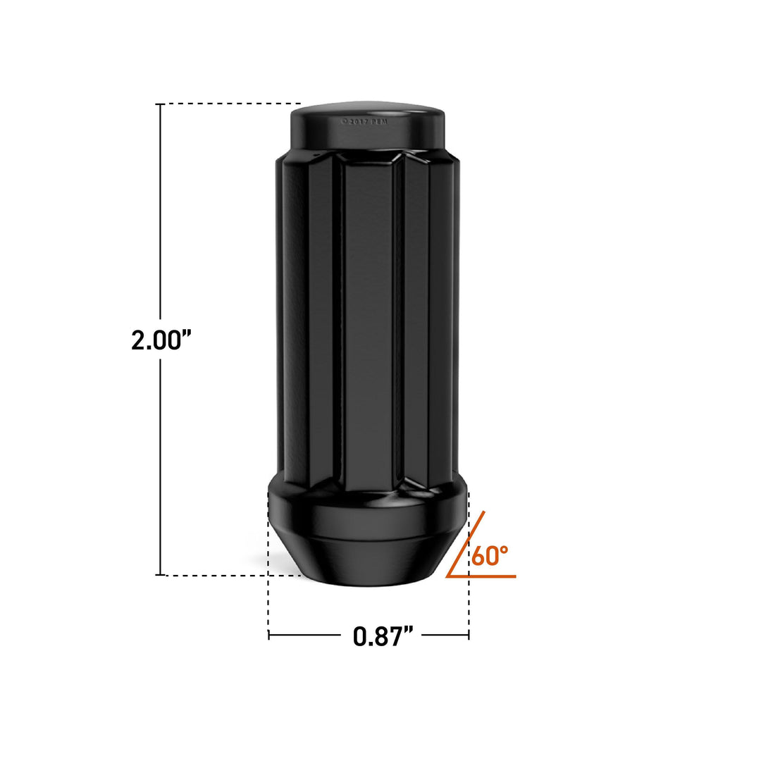 24pc M14x2.0 Black 7-Spline Close End Lug Nuts + 2 Keys – Fits Ford Lincoln