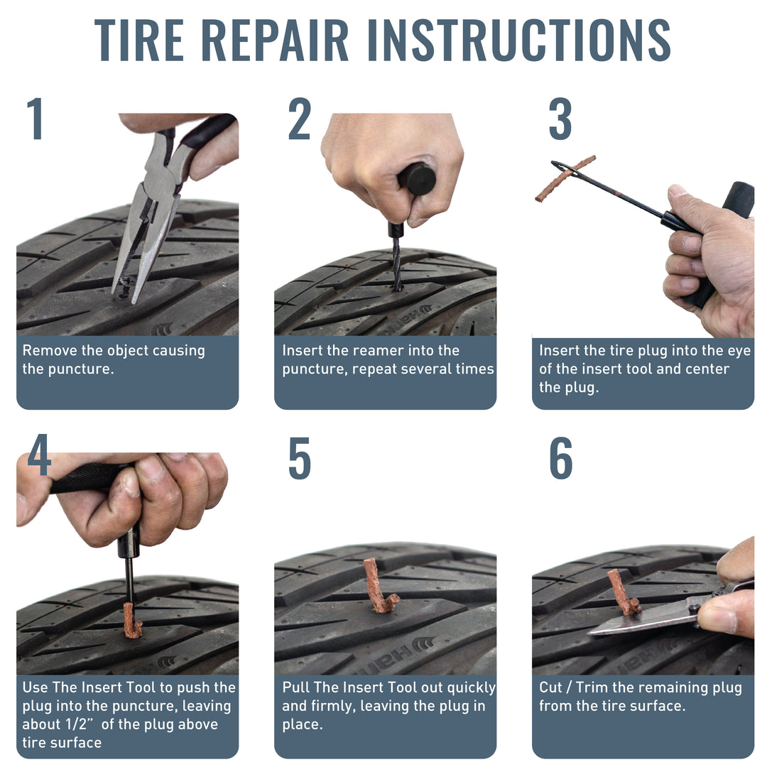 RockTrix Tire Repair Kit 48 pcs - Tire Repair Instructions