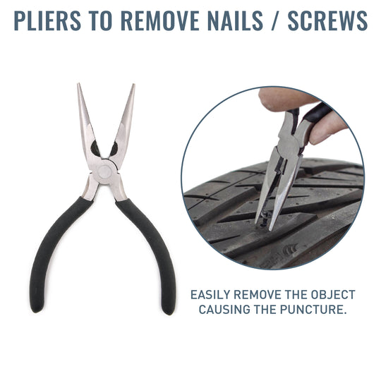 RockTrix Tire Repair Kit 48 pcs - Pliers to Remove Nails/Screws