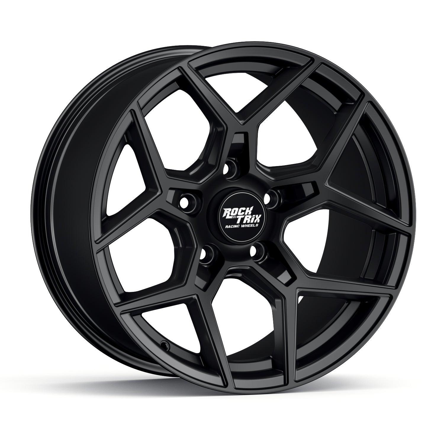 Rocktrix Offroad Wheels - RT105 Five Split-Spoke Mesh - Matte Black / 5x127 / 17x9 ET-12 (4.5") - Matte Black Rims for Jeep